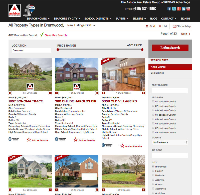 Full Page Featured Listings